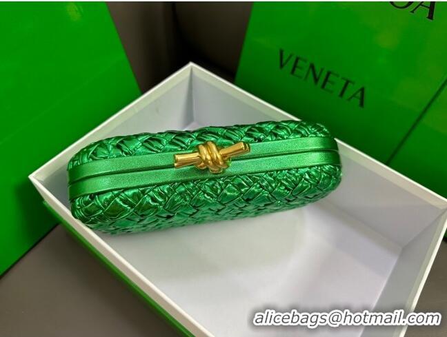 Top Quality Bottega Veneta Knot Minaudiere Clutch in Pressed Intreccio Laminated Leather 717622 Green 2023