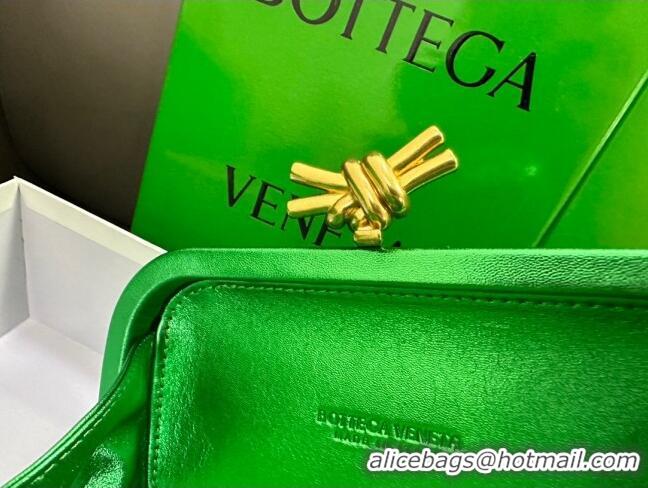 Top Quality Bottega Veneta Knot Minaudiere Clutch in Pressed Intreccio Laminated Leather 717622 Green 2023