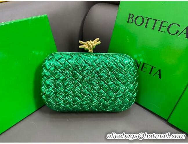 Top Quality Bottega Veneta Knot Minaudiere Clutch in Pressed Intreccio Laminated Leather 717622 Green 2023