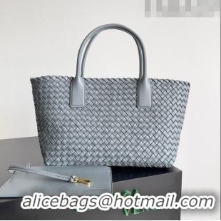 Discount Bottega Veneta Small Cabat Tote Bag in Intreccio Leather 730297 Grey 2023