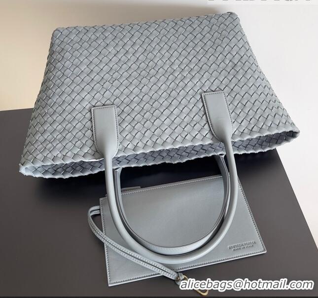 Discount Bottega Veneta Small Cabat Tote Bag in Intreccio Leather 730297 Grey 2023