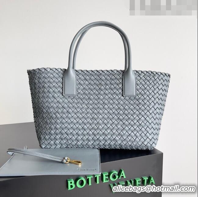 Discount Bottega Veneta Small Cabat Tote Bag in Intreccio Leather 730297 Grey 2023