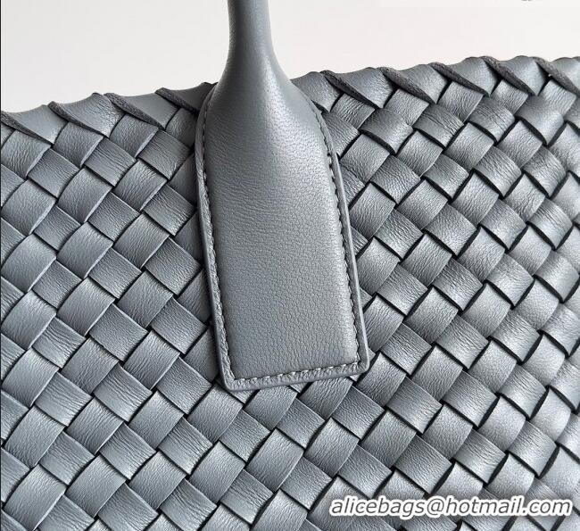 Discount Bottega Veneta Small Cabat Tote Bag in Intreccio Leather 730297 Grey 2023