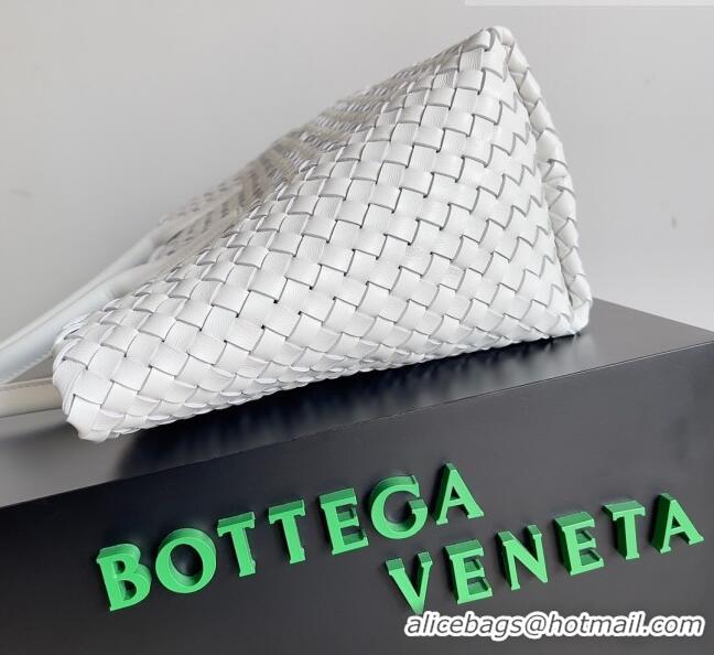 Famous Brand Bottega Veneta Small Cabat Tote Bag in Intreccio Leather 730297 White 2023