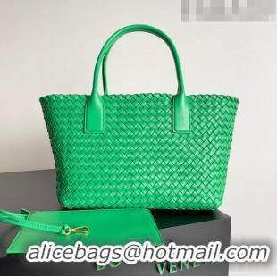 Grade Product Bottega Veneta Small Cabat Tote Bag in Intreccio Leather 730297 Green 2023