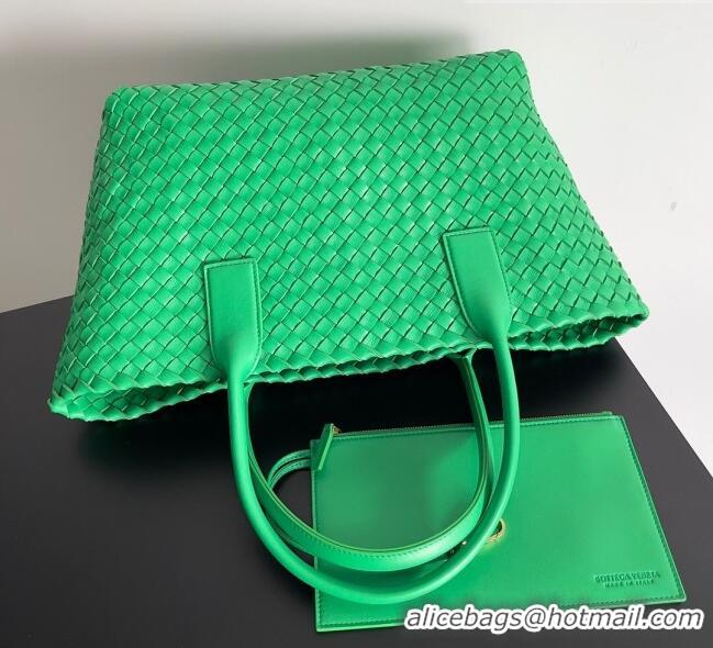 Grade Product Bottega Veneta Small Cabat Tote Bag in Intreccio Leather 730297 Green 2023