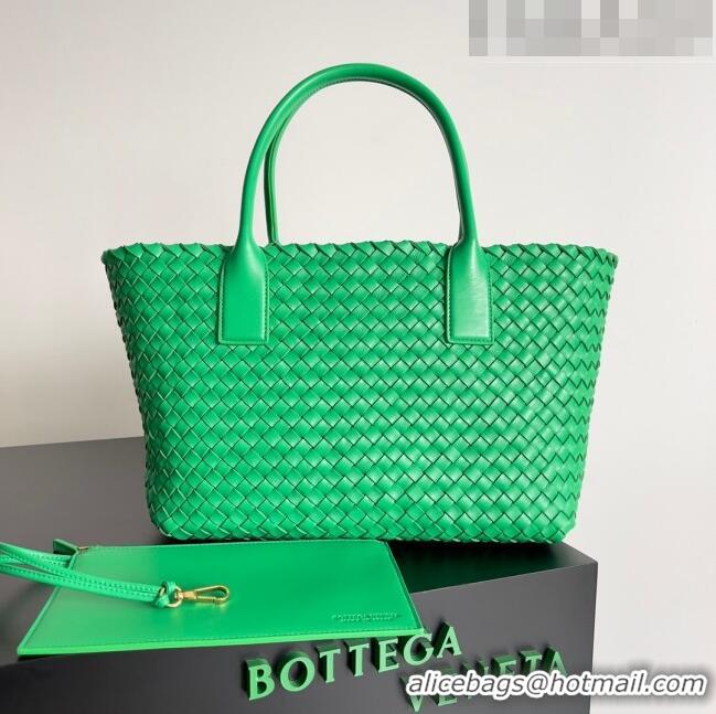 Grade Product Bottega Veneta Small Cabat Tote Bag in Intreccio Leather 730297 Green 2023