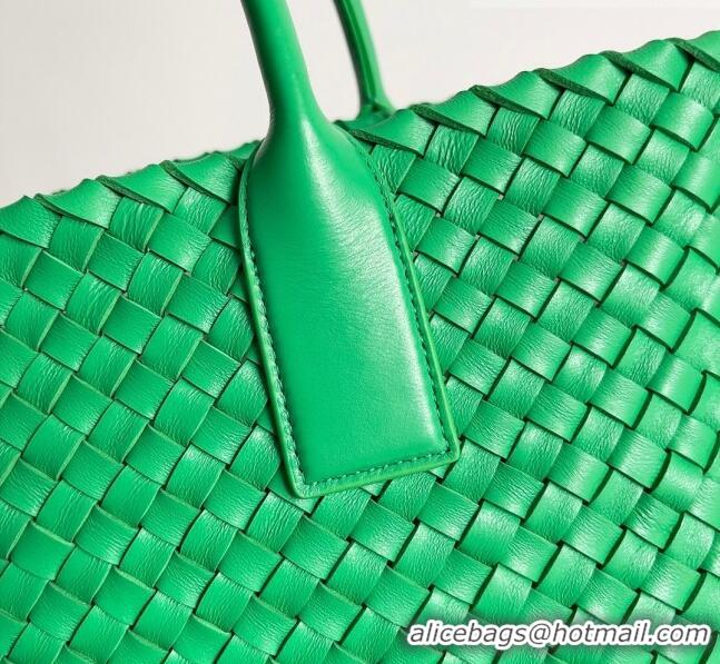 Grade Product Bottega Veneta Small Cabat Tote Bag in Intreccio Leather 730297 Green 2023