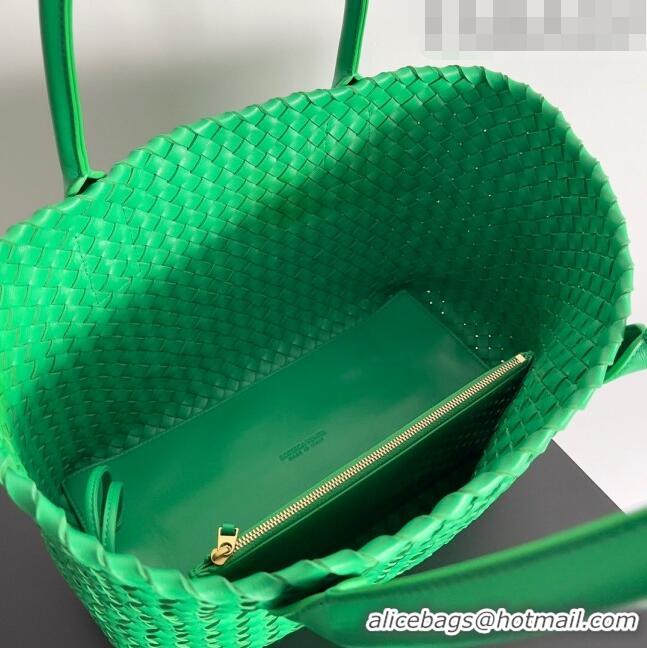 Grade Product Bottega Veneta Small Cabat Tote Bag in Intreccio Leather 730297 Green 2023