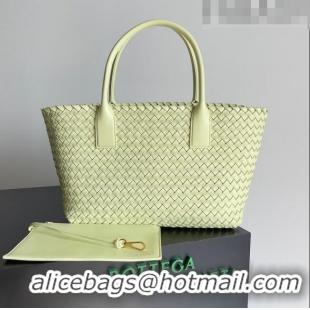 Trendy Design Bottega Veneta Small Cabat Tote Bag in Intreccio Leather 730297 Light Yellow 2023