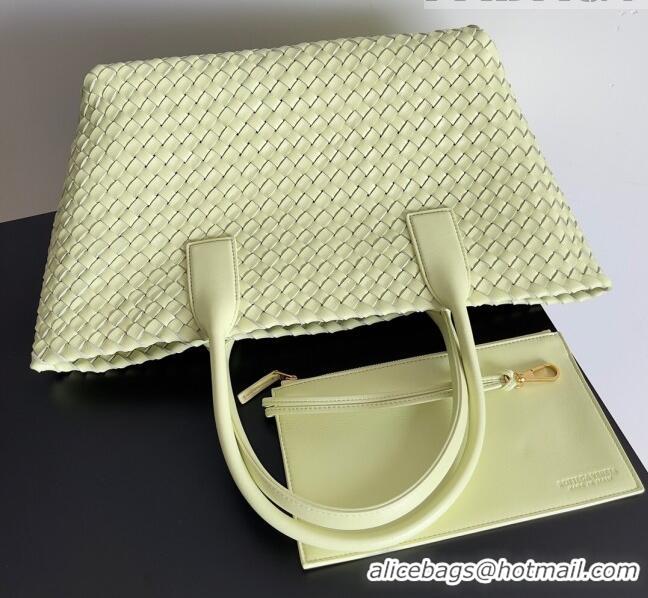 Trendy Design Bottega Veneta Small Cabat Tote Bag in Intreccio Leather 730297 Light Yellow 2023