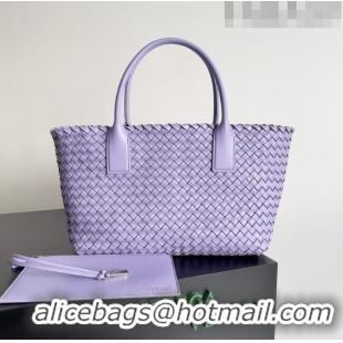 Most Popular Bottega Veneta Small Cabat Tote Bag in Intreccio Leather 730297 Purple 2023