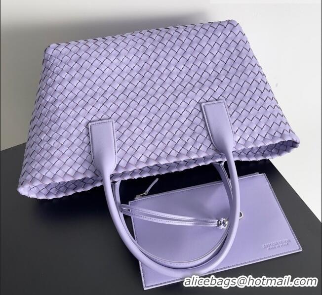 Most Popular Bottega Veneta Small Cabat Tote Bag in Intreccio Leather 730297 Purple 2023