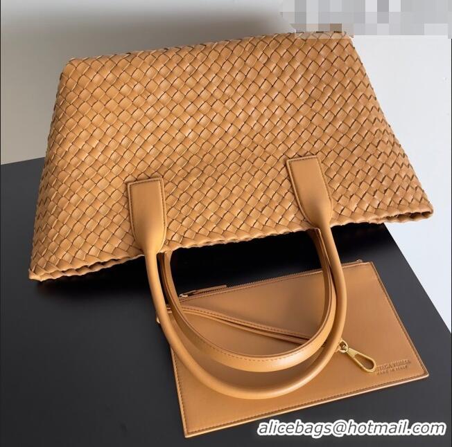 Super Quality Bottega Veneta Small Cabat Tote Bag in Intreccio Leather 730297 Brown 2023