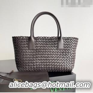 Grade Design Bottega Veneta Small Cabat Tote Bag in Intreccio Leather 730297 Chocolate 2023