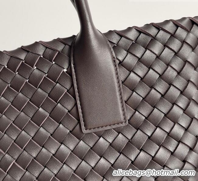 Grade Design Bottega Veneta Small Cabat Tote Bag in Intreccio Leather 730297 Chocolate 2023