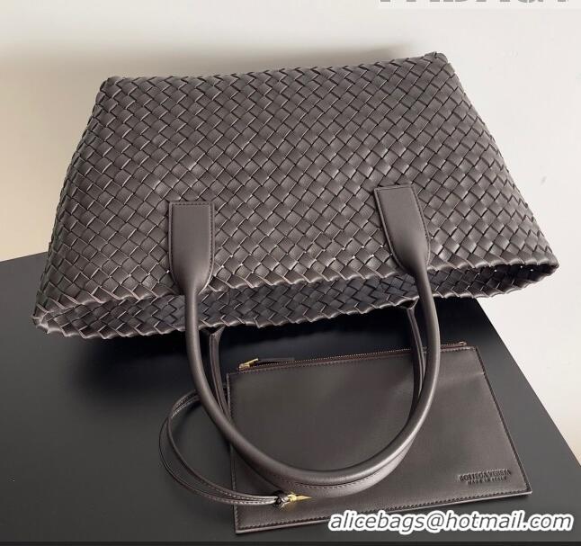 Grade Design Bottega Veneta Small Cabat Tote Bag in Intreccio Leather 730297 Chocolate 2023