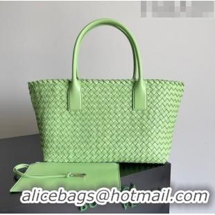 New Style Bottega Veneta Small Cabat Tote Bag in Intreccio Leather 730297 Green 2023