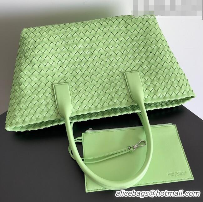 New Style Bottega Veneta Small Cabat Tote Bag in Intreccio Leather 730297 Green 2023