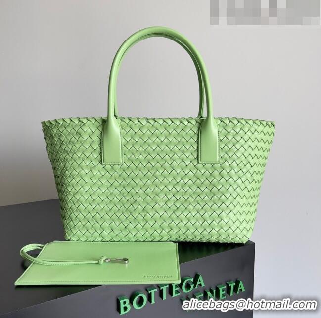 New Style Bottega Veneta Small Cabat Tote Bag in Intreccio Leather 730297 Green 2023