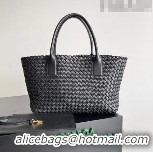 Top Quality Bottega Veneta Small Cabat Tote Bag in Intreccio Leather 730297 Black 2023