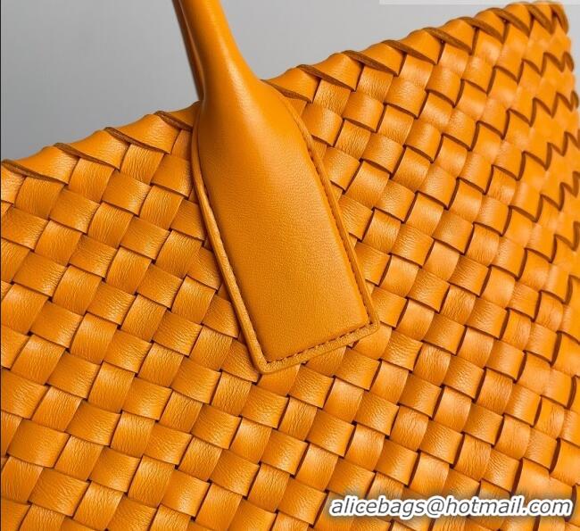 Inexpensive Bottega Veneta Small Cabat Tote Bag in Intreccio Leather 730297 Orange 2023