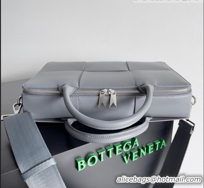 Super Quality Bottega Veneta Arco Briefcase in Intreccio Leather 680120 Grey 2023