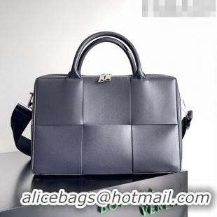 Well Crafted Bottega Veneta Arco Briefcase in Intreccio Leather 680120 Navy Blue 2023