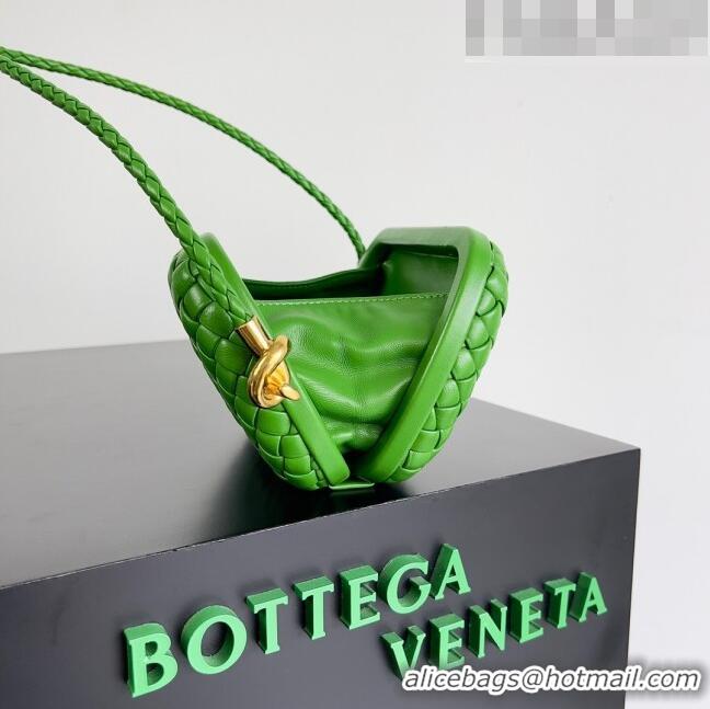 Promotional Bottega Veneta Knot On Strap in Padded Intreccio Leather 717623 Green 2023