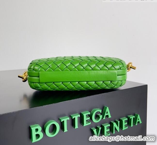 Promotional Bottega Veneta Knot On Strap in Padded Intreccio Leather 717623 Green 2023