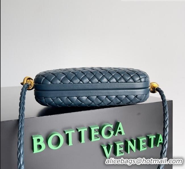 Good Looking Bottega Veneta Knot On Strap in Padded Intreccio Leather 717623 Navy Blue 2023