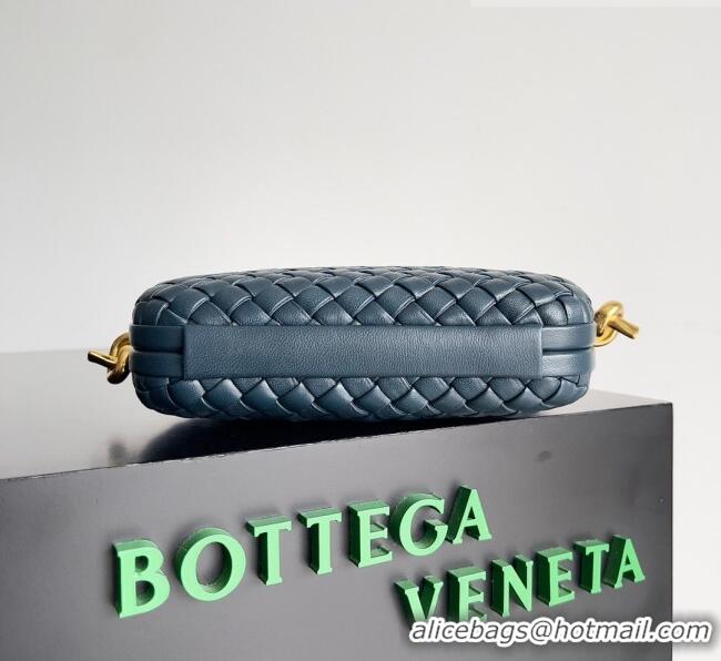 Good Looking Bottega Veneta Knot On Strap in Padded Intreccio Leather 717623 Navy Blue 2023