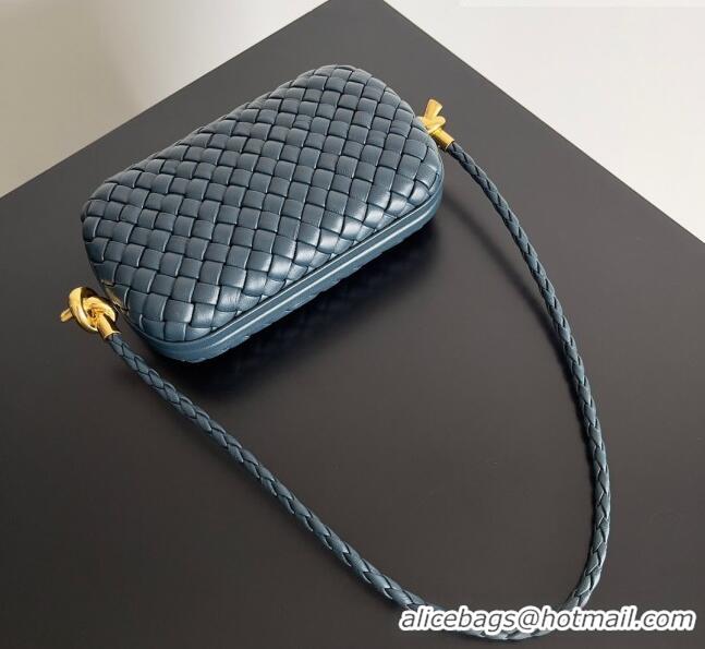 Good Looking Bottega Veneta Knot On Strap in Padded Intreccio Leather 717623 Navy Blue 2023