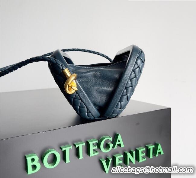 Good Looking Bottega Veneta Knot On Strap in Padded Intreccio Leather 717623 Navy Blue 2023