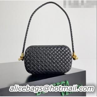 Best Price Bottega Veneta Knot On Strap in Padded Intreccio Leather 717623 Black 2023