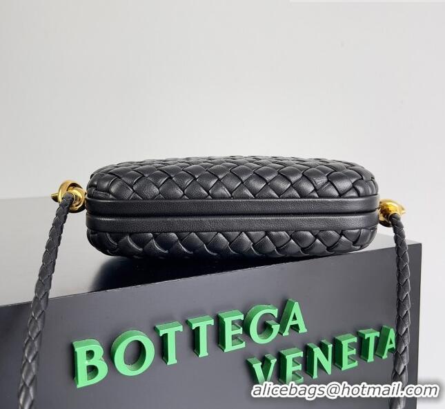 Best Price Bottega Veneta Knot On Strap in Padded Intreccio Leather 717623 Black 2023