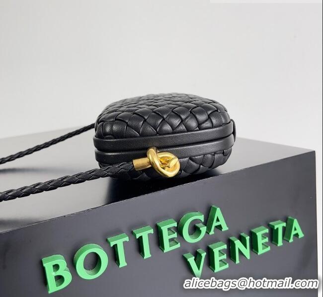 Best Price Bottega Veneta Knot On Strap in Padded Intreccio Leather 717623 Black 2023