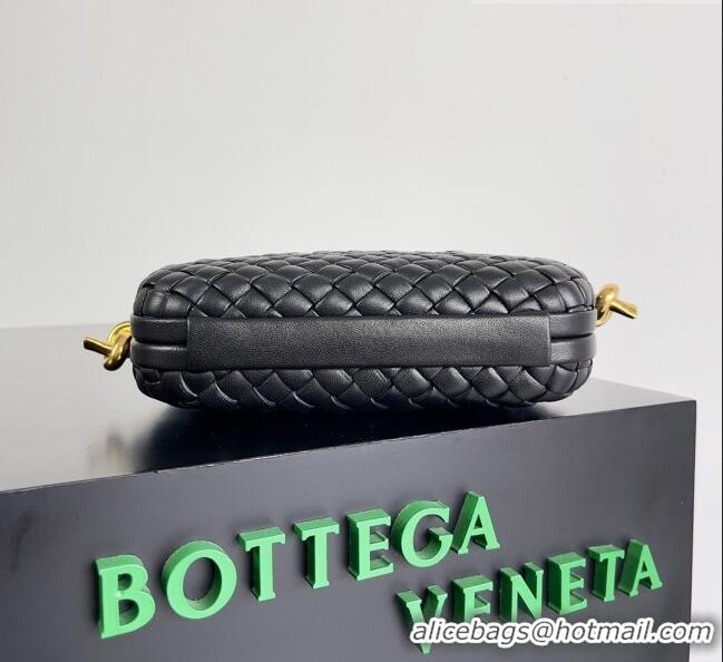 Best Price Bottega Veneta Knot On Strap in Padded Intreccio Leather 717623 Black 2023