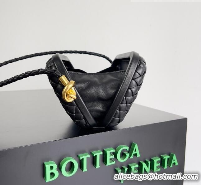 Best Price Bottega Veneta Knot On Strap in Padded Intreccio Leather 717623 Black 2023