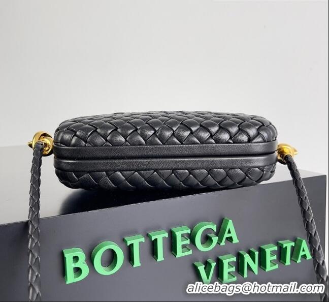 Best Price Bottega Veneta Knot On Strap in Padded Intreccio Leather 717623 Black 2023