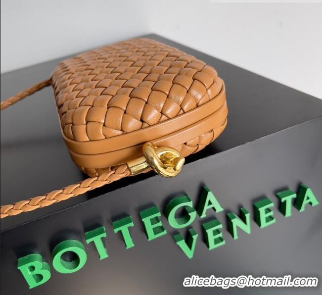 Promotional Bottega Veneta Knot On Strap in Padded Intreccio Leather 717623 Brown 2023