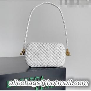 Hot Sell Cheap Bottega Veneta Knot On Strap in Padded Intreccio Leather 717623 White 2023