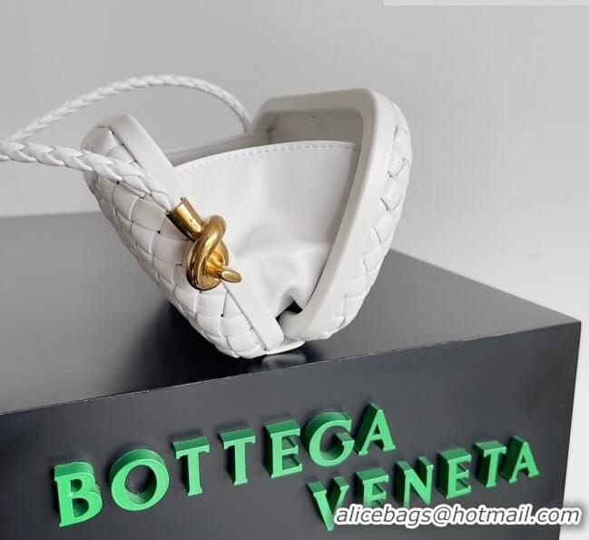 Hot Sell Cheap Bottega Veneta Knot On Strap in Padded Intreccio Leather 717623 White 2023