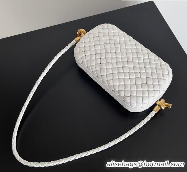 Hot Sell Cheap Bottega Veneta Knot On Strap in Padded Intreccio Leather 717623 White 2023