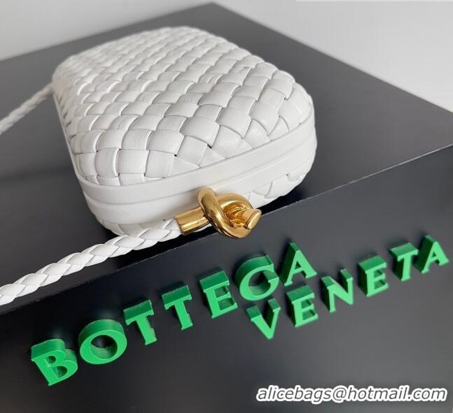 Hot Sell Cheap Bottega Veneta Knot On Strap in Padded Intreccio Leather 717623 White 2023