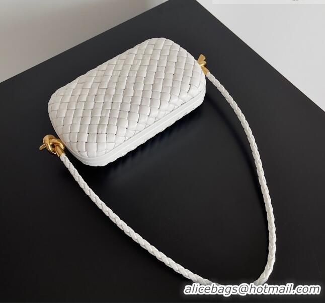 Hot Sell Cheap Bottega Veneta Knot On Strap in Padded Intreccio Leather 717623 White 2023