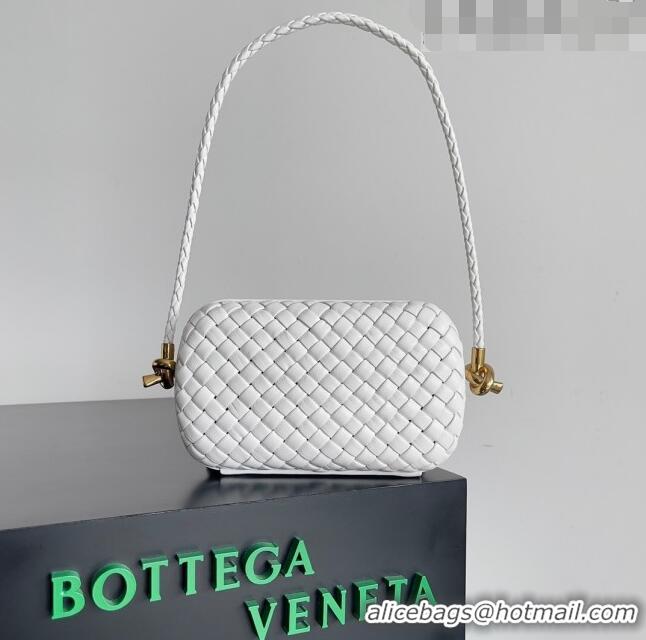 Hot Sell Cheap Bottega Veneta Knot On Strap in Padded Intreccio Leather 717623 White 2023