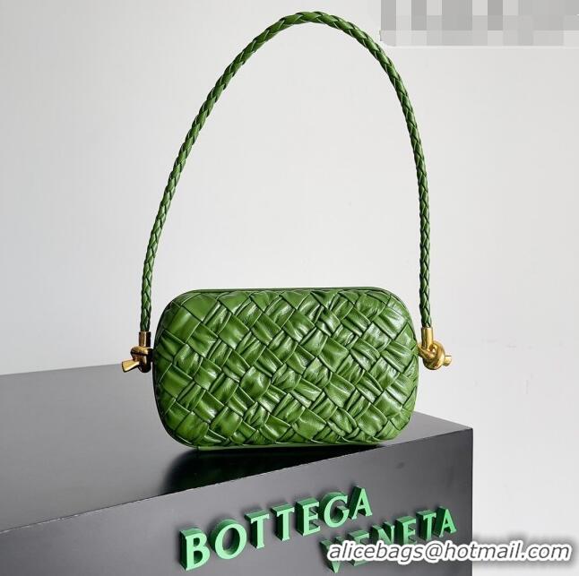 Trendy Design Bottega Veneta Knot On Strap in Foulard Intreccio Leather 717623 Green 2023