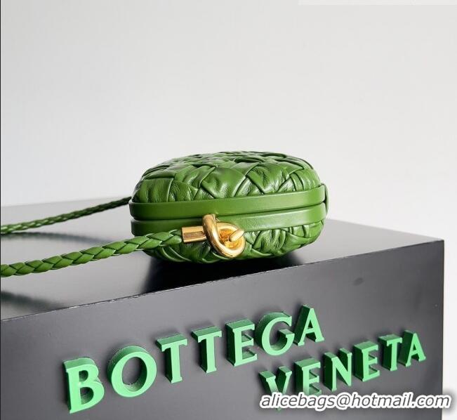 Trendy Design Bottega Veneta Knot On Strap in Foulard Intreccio Leather 717623 Green 2023