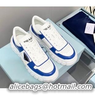 Pretty Style Prada Logo Leather Sneakers Blue/White 926034